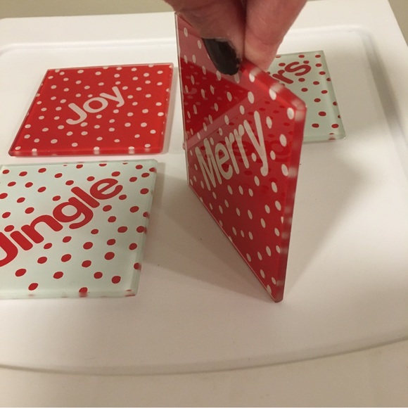 Glass Christmas Coasters - set of 4, Holiday, Unique Gift, Joy Cheers Jingle - Picture 9 of 14